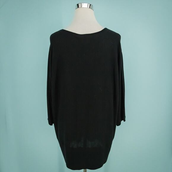 Talbots Plus Size 2X Black Scoop Neck Dolan 3/4 Sleeve Cotton Blend Sweater NEW - Picture 2 of 5